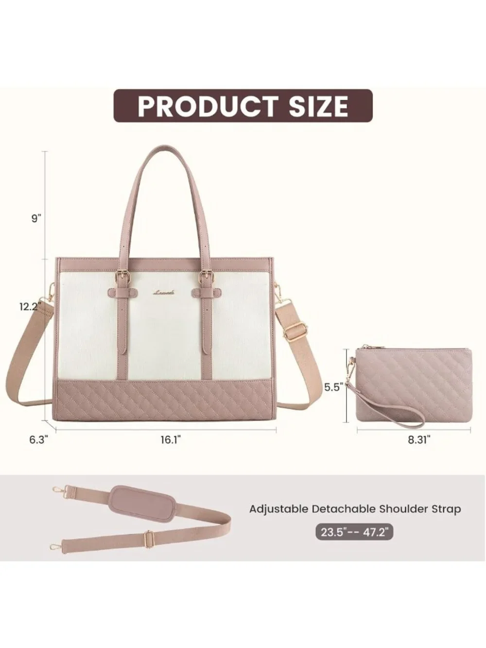 Stylish 15.6 Inch Laptop Tote Bag for Women, Work Purse, Computer Bag, Chic